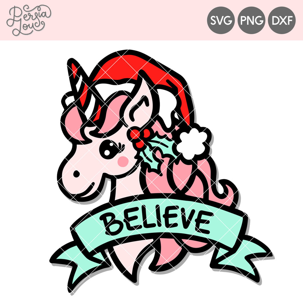 Believe Christmas Unicorn Cut File