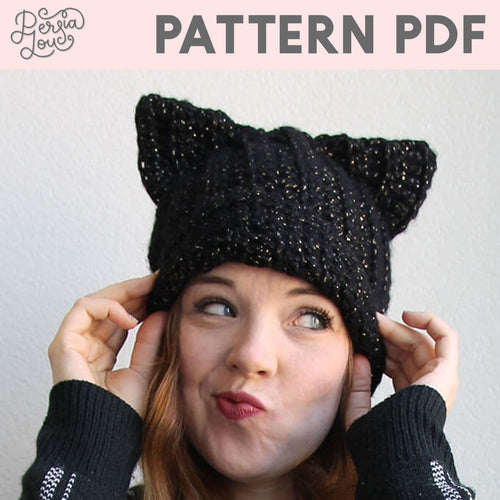Black Cat Slouch Hat Crochet Pattern PDF