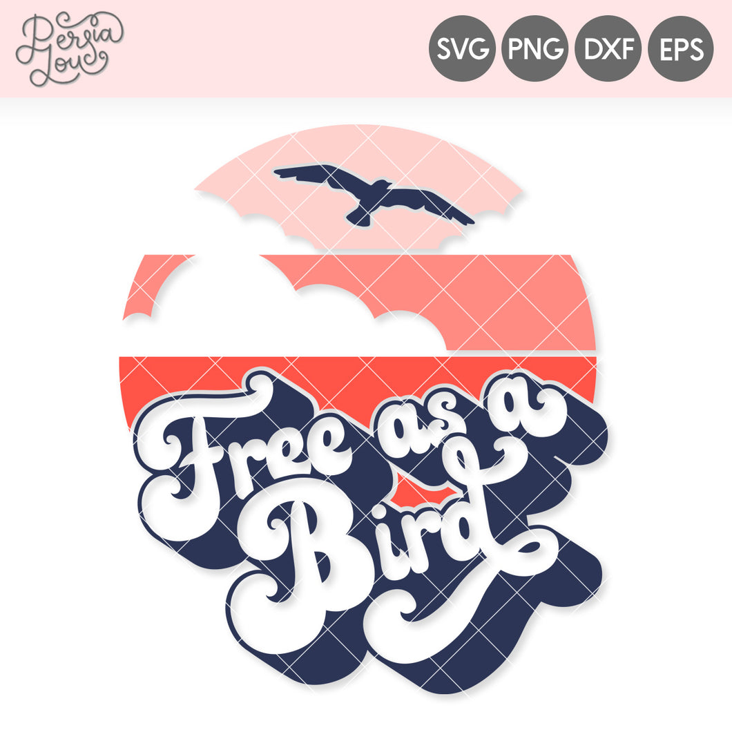 Free as a Bird Retro Sunset SVG Cut File