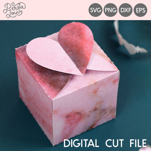 Heart Tab Gift Box SVG Cut File