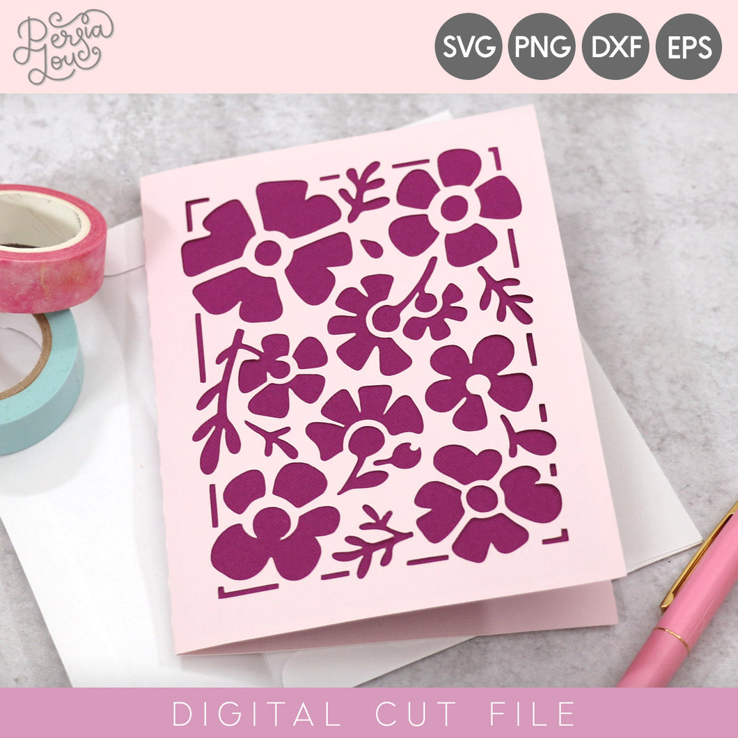 Floral Cut Out Card SVG Cut File
