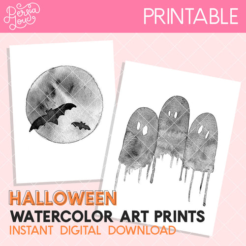 Watercolor Halloween Digital Art Prints